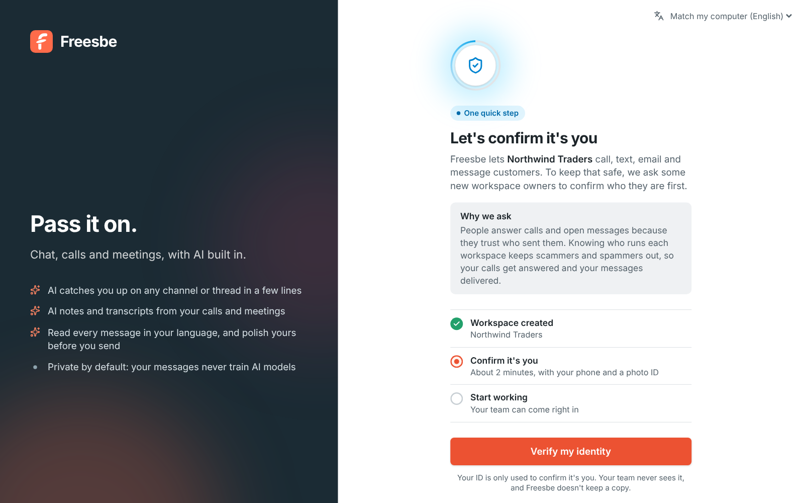 Let’s confirm it’s you: why we ask, the steps, and the Verify my identity button