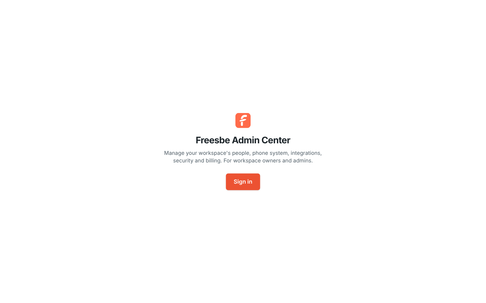 The Admin Center’s sign-in screen with a Sign in button