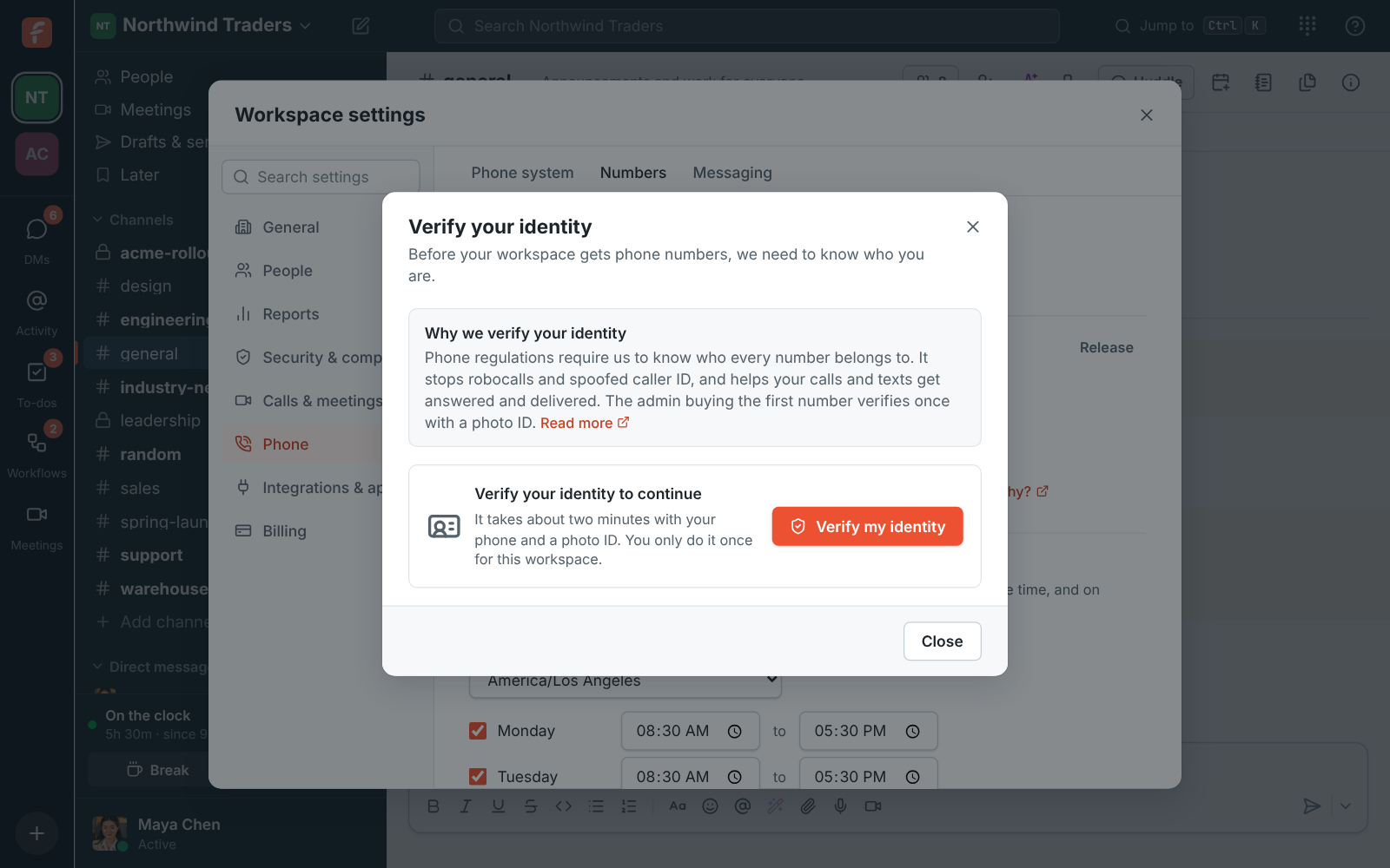 Buy a number: why we verify your identity, and the Verify my identity button