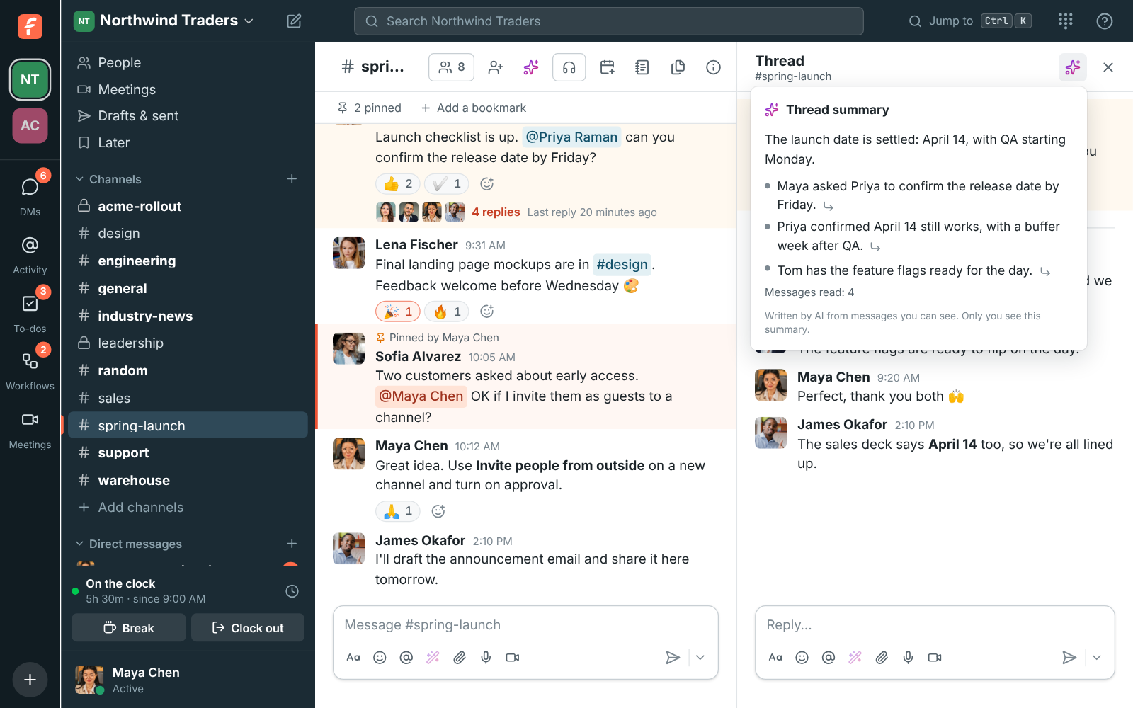 A long thread with its AI summary open