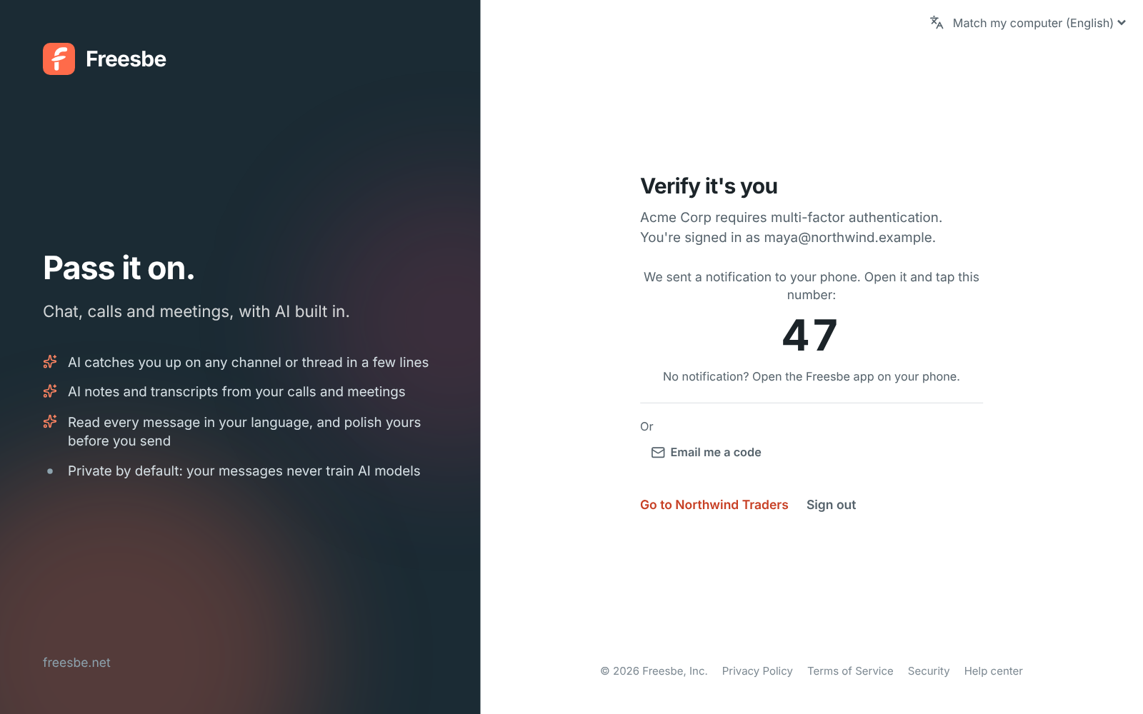 Verify it’s you, with the number 47 to tap on your phone