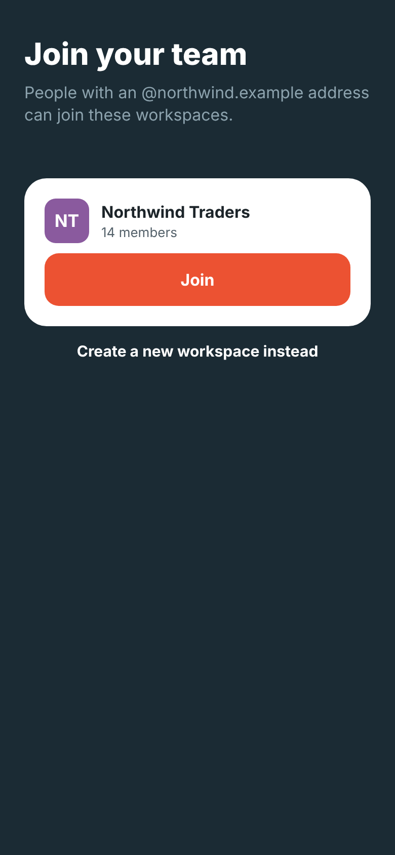 Join your team on the phone: Northwind Traders with 14 members and a Join button