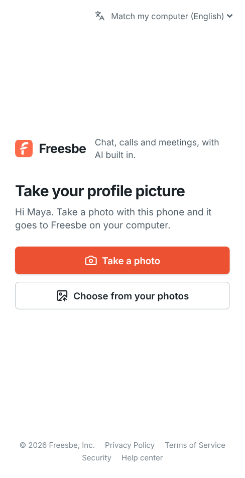 On the phone: Take your profile picture, with Take a photo and Choose from your photos