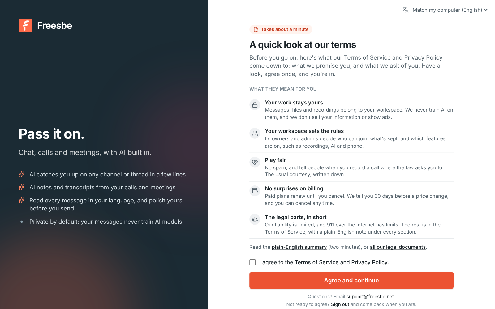 A quick look at our terms: what they mean for you, the I agree box, and Agree and continue