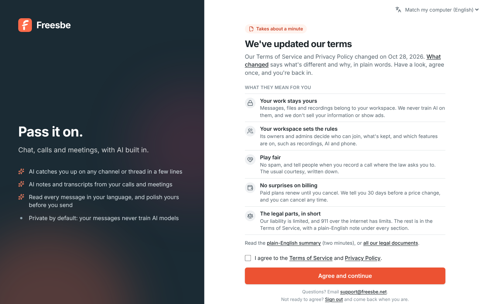 We’ve updated our terms: the date of the change, a What changed link, and what the terms mean for you