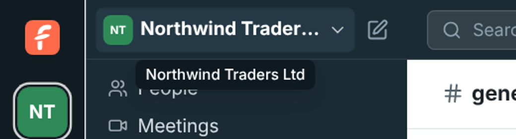 Pointing at a long workspace name shows it in full