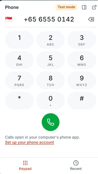 The Freesbe dialpad with a number entered